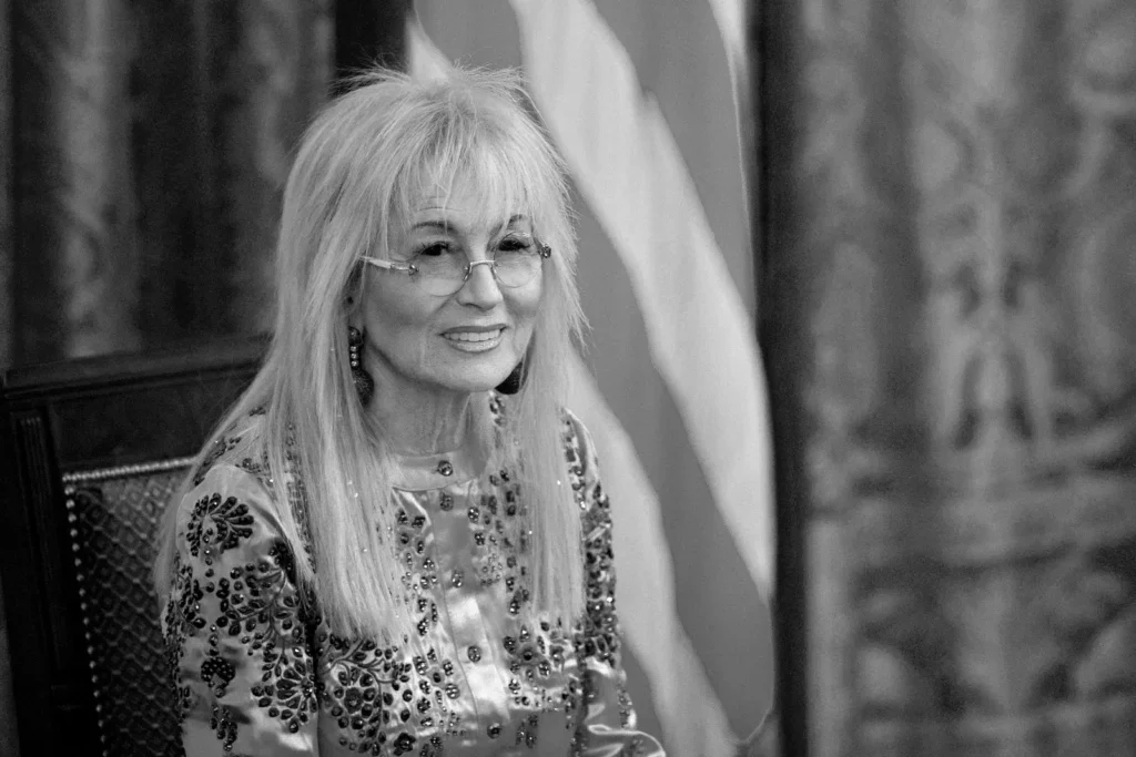 Miriam Adelson listens during a Presidential Medal of Freedom ceremony in the East Room of the White House in Washington, D.C., U.S., on Friday, Nov. 16, 2018.Andrew Harrer/Bloomberg/Getty Images.
